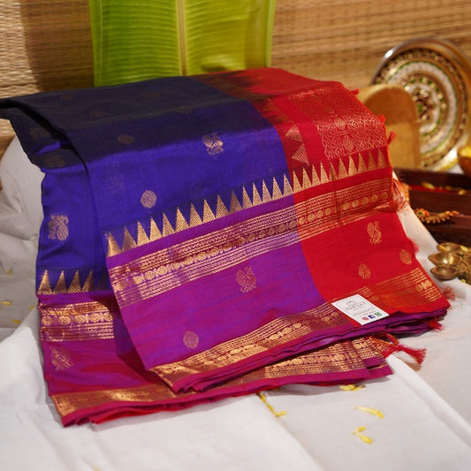 Violet Buttas Kanchi Silk Cotton Saree With Zari  Border PC11328