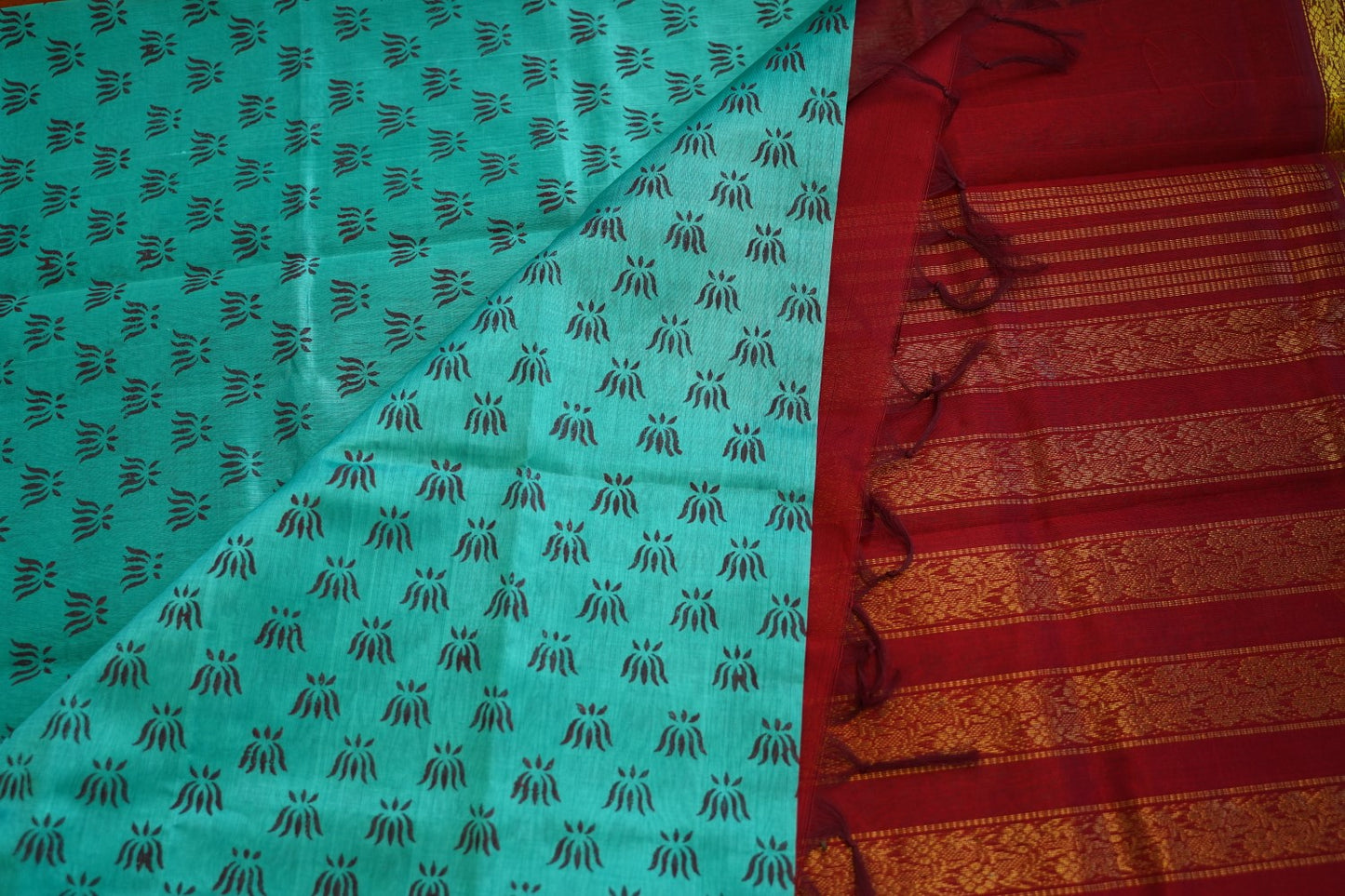 Block Printed silkcotton Saree PC17652
