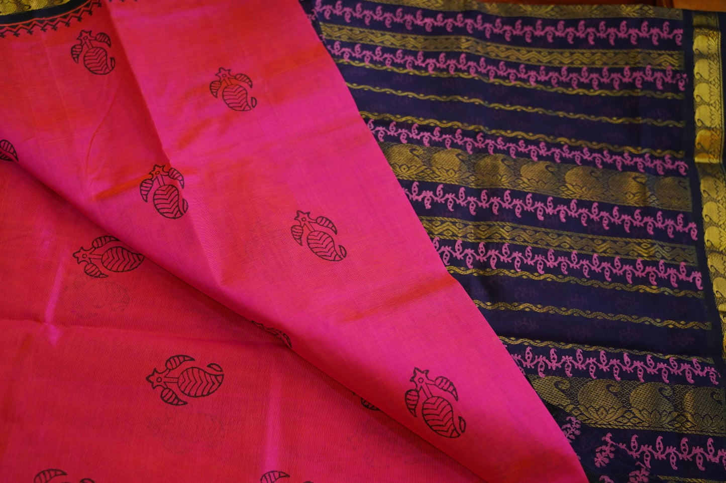 Block Printed silkcotton Saree PC17653