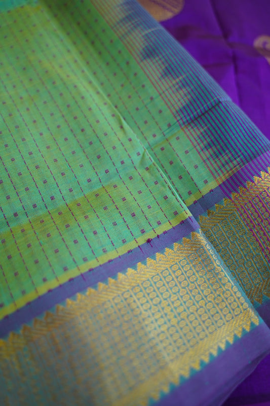 Purple  Vairaoosi Kanchi Silk Cotton Saree With Zari Border PC10630