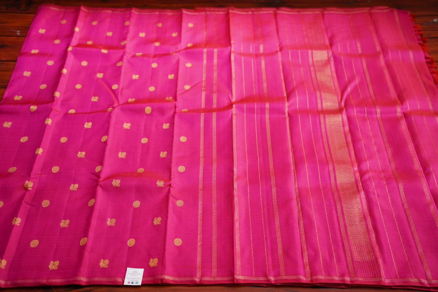 Rani Pink Annam -Chakram  Butta Pure Kanchi Silk Saree PC11571