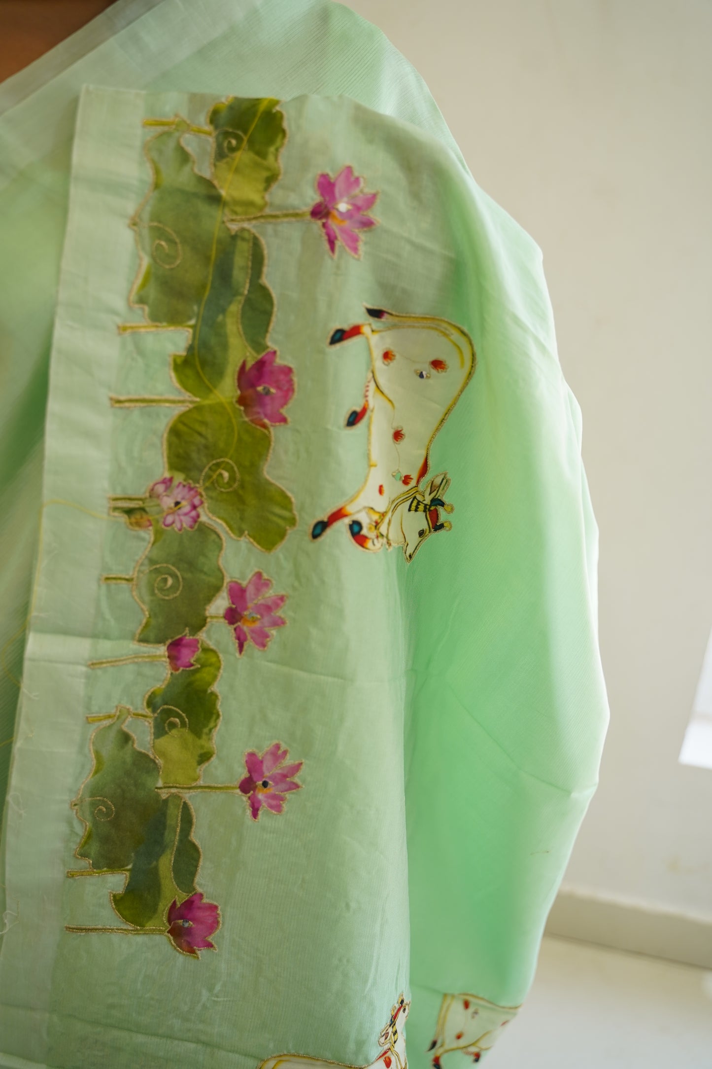 Mangalgiri Silk Cotton Patchwork Saree-PC14119