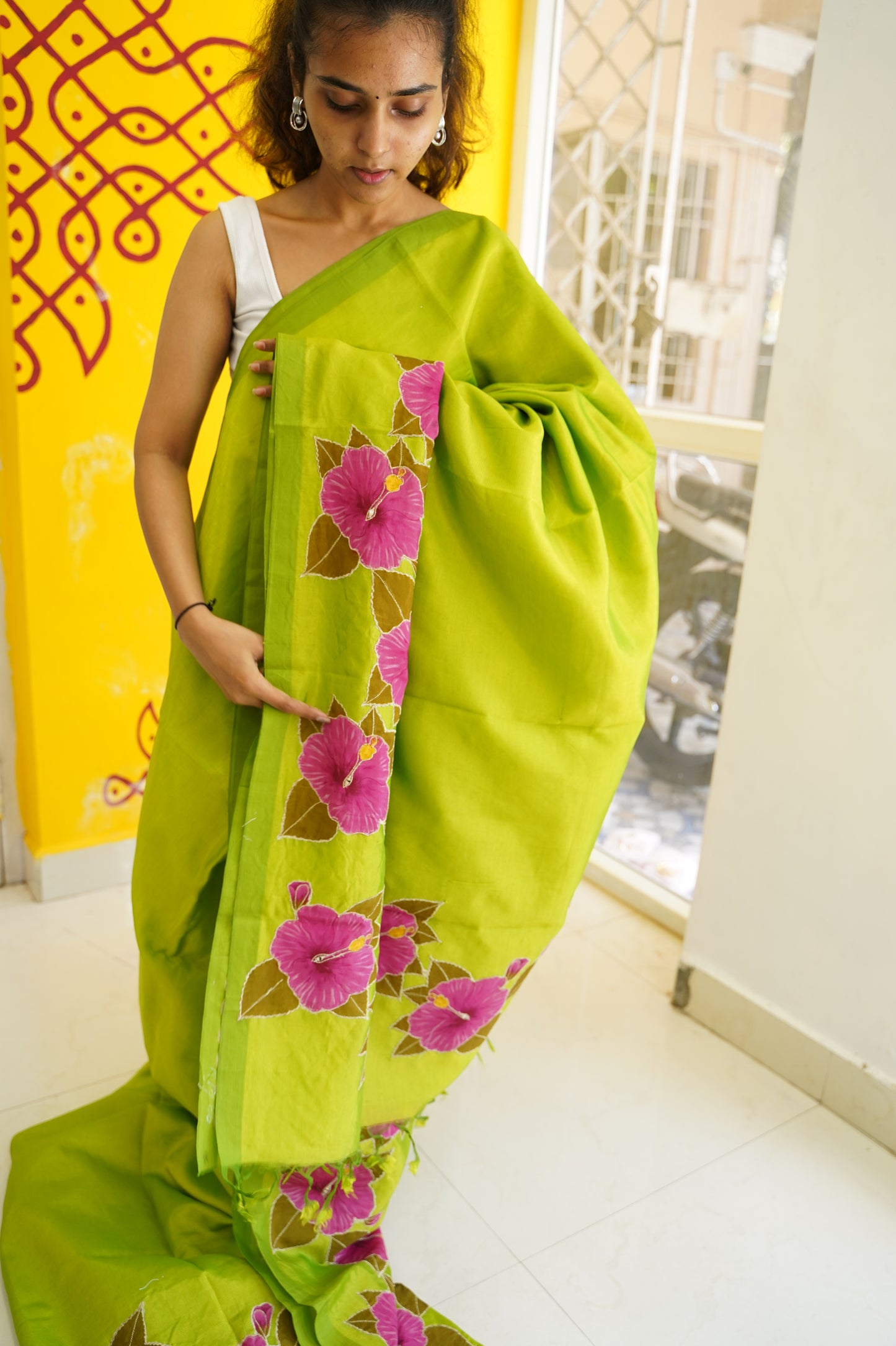 Mangalgiri Silk Cotton Patchwork Saree-PC14116