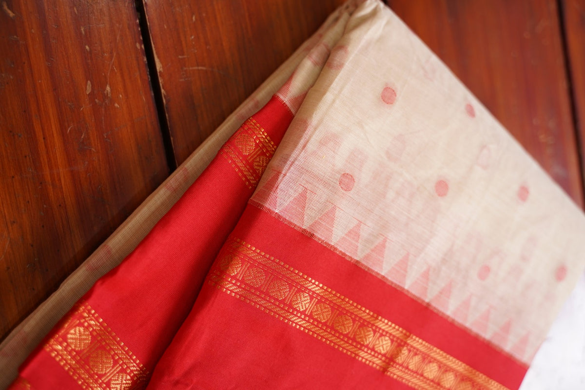 Chettinad handloom Cotton Saree PC17848[light beige]