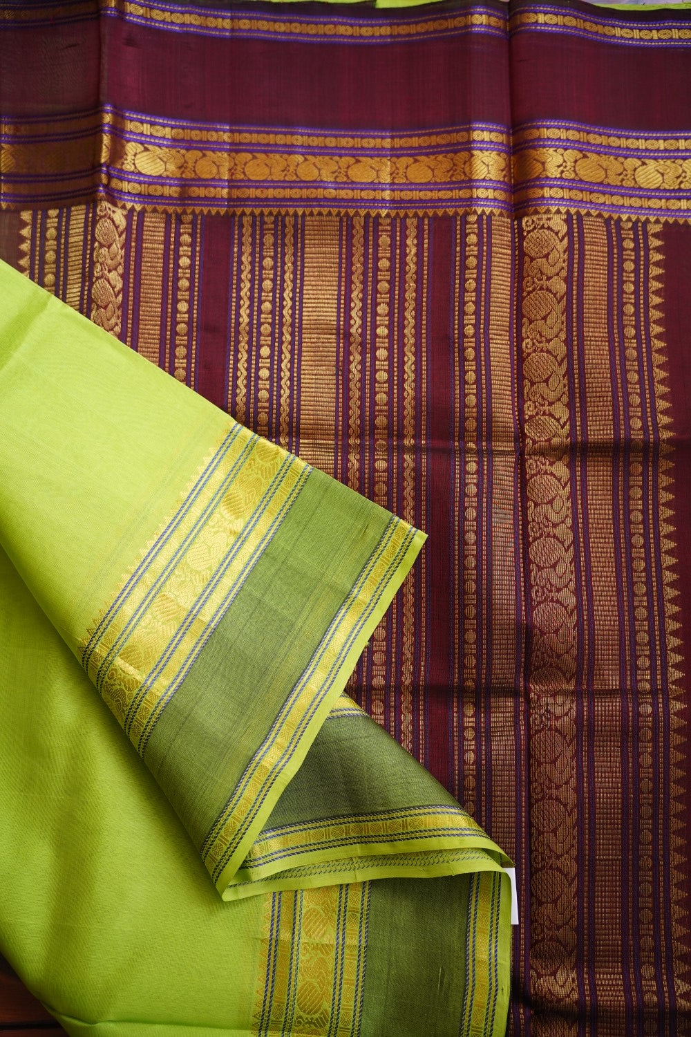 Kanchi Silk Cotton Checked Saree With Zari Border  PC10166