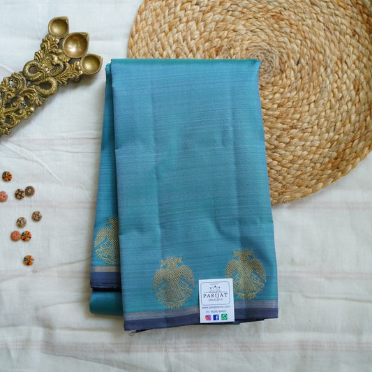 Pastel Blue Pure Kanchi Silk Saree PC10207