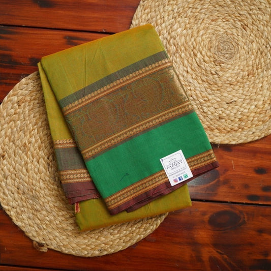 Chettinad handloom Cotton Saree With Zari  Border  PC10293