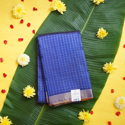 Ink Blue  Pure Kanchi Silk Saree PC10342
