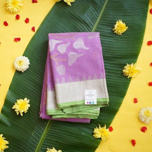 Lavender Jamdani Ponduru handloom Cotton Saree PC10417