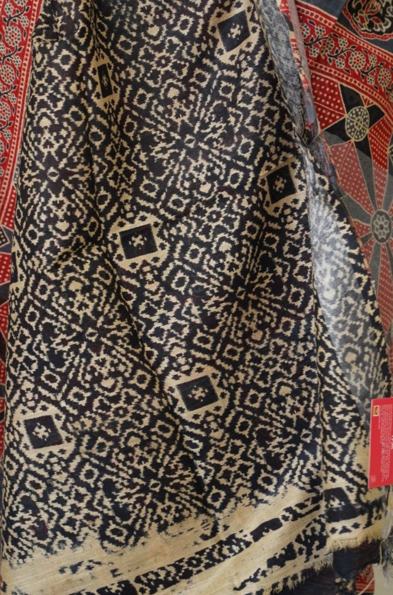 Ajrakh linen cotton saree PC17964