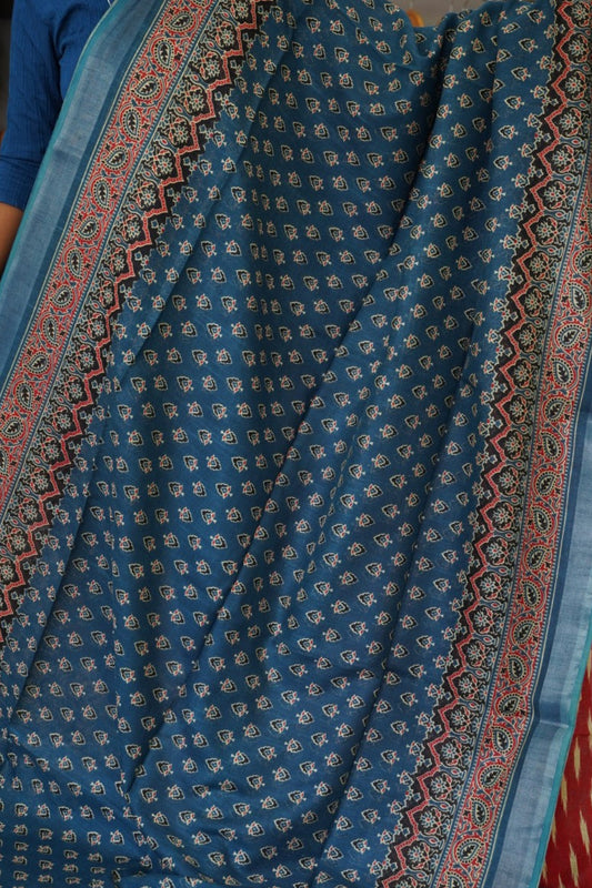 Ajrakh linen cotton saree PC17961