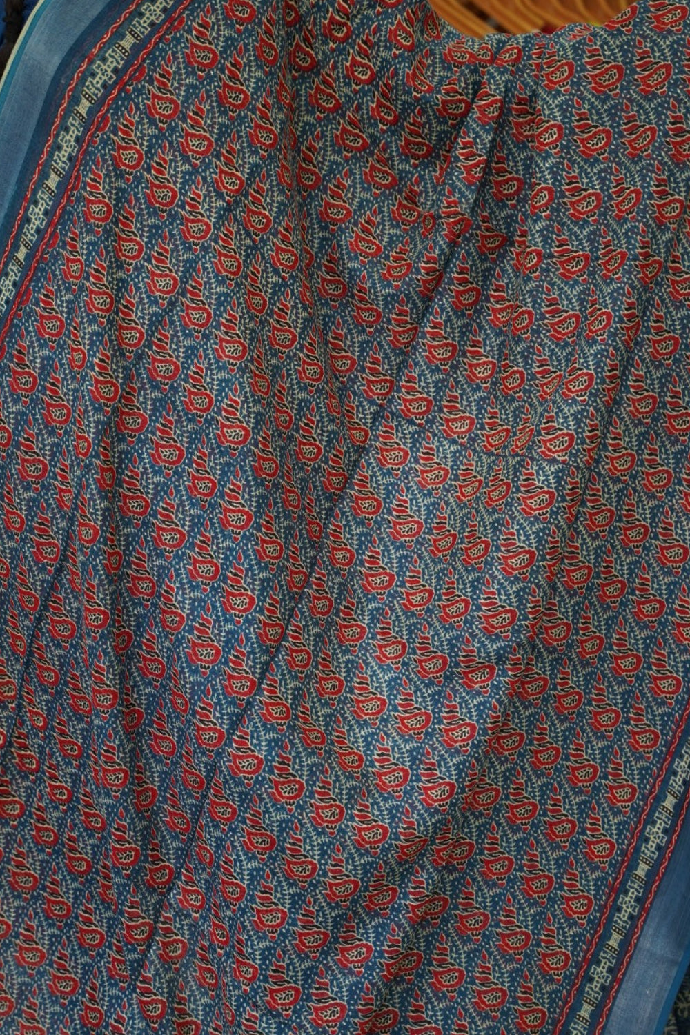 Ajrakh linen cotton saree PC17954