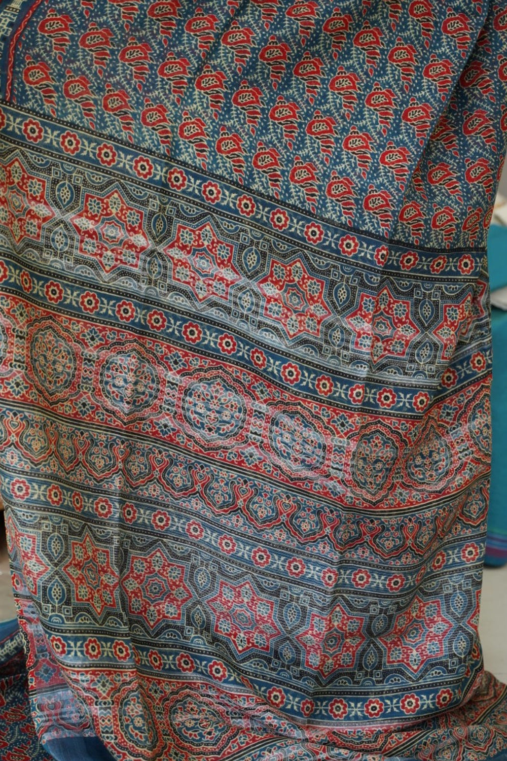 Ajrakh linen cotton saree PC17954