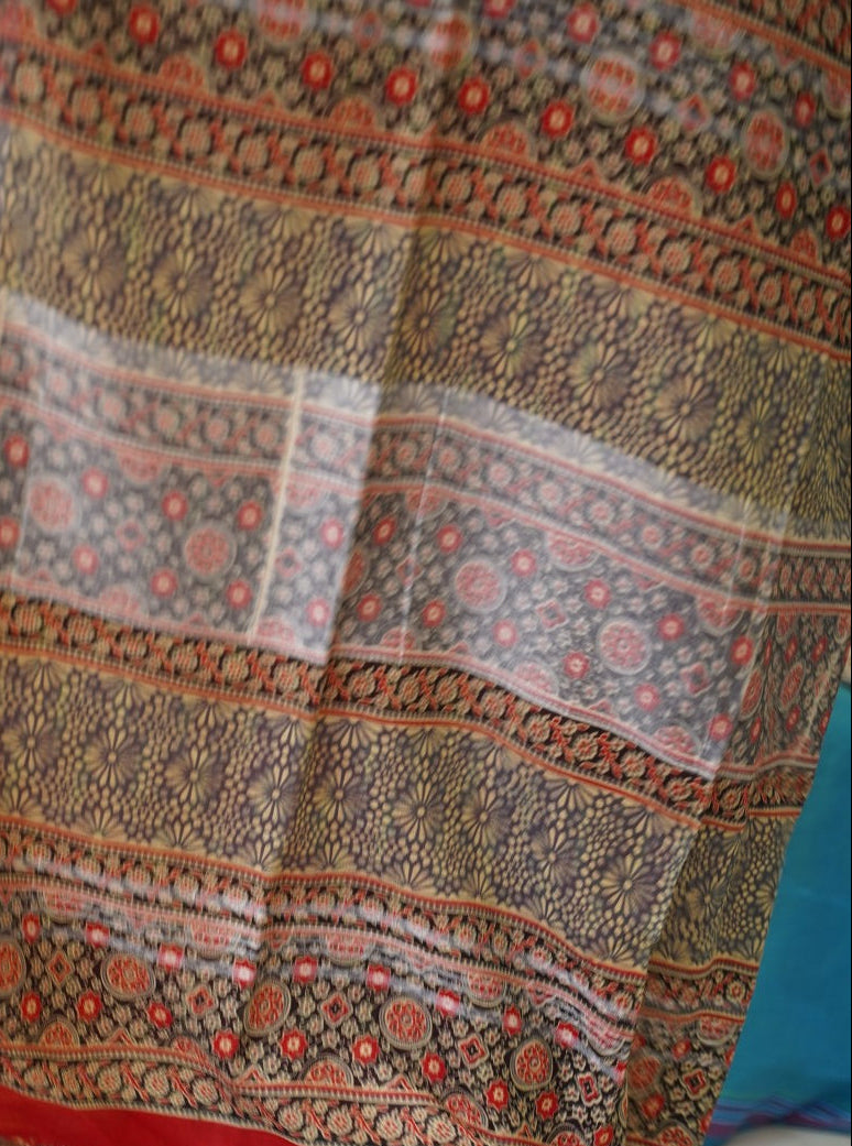 Ajrakh linen cotton saree PC17960