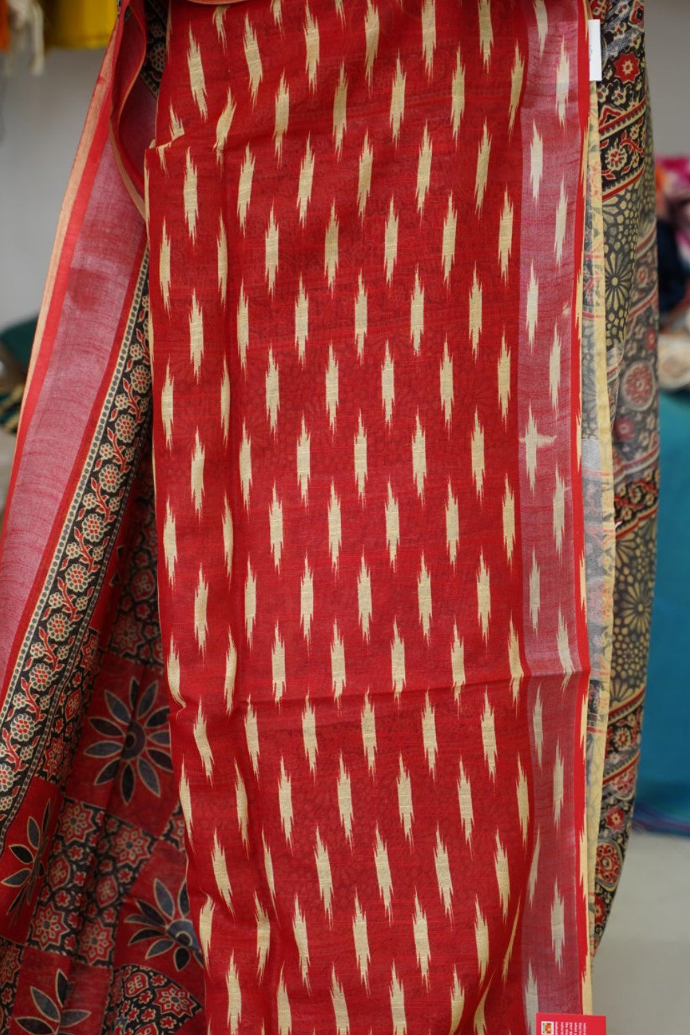 Ajrakh linen cotton saree PC17960