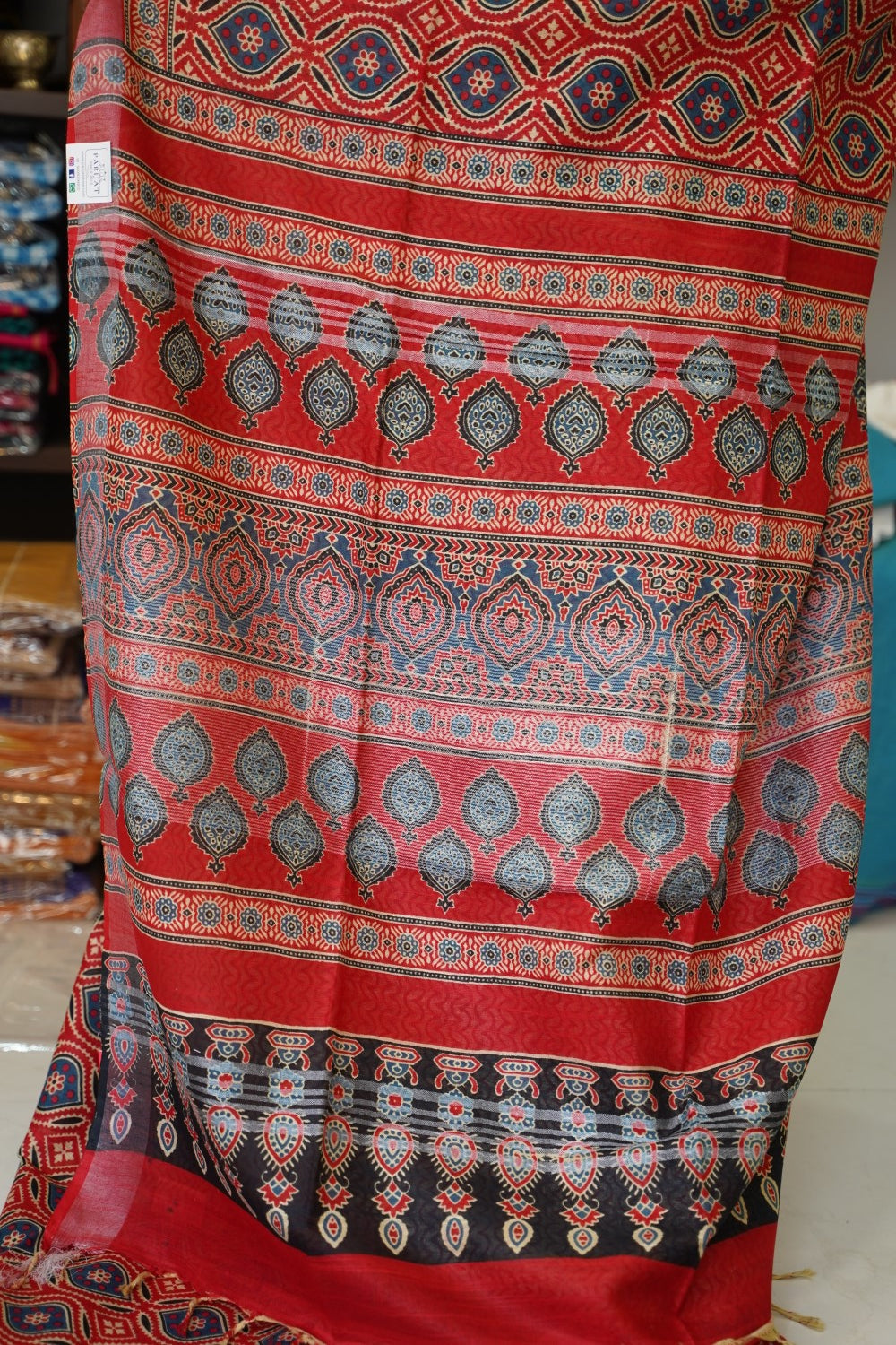 Ajrakh linen cotton saree PC17955