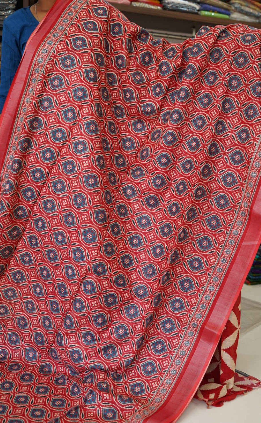Ajrakh linen cotton saree PC17957