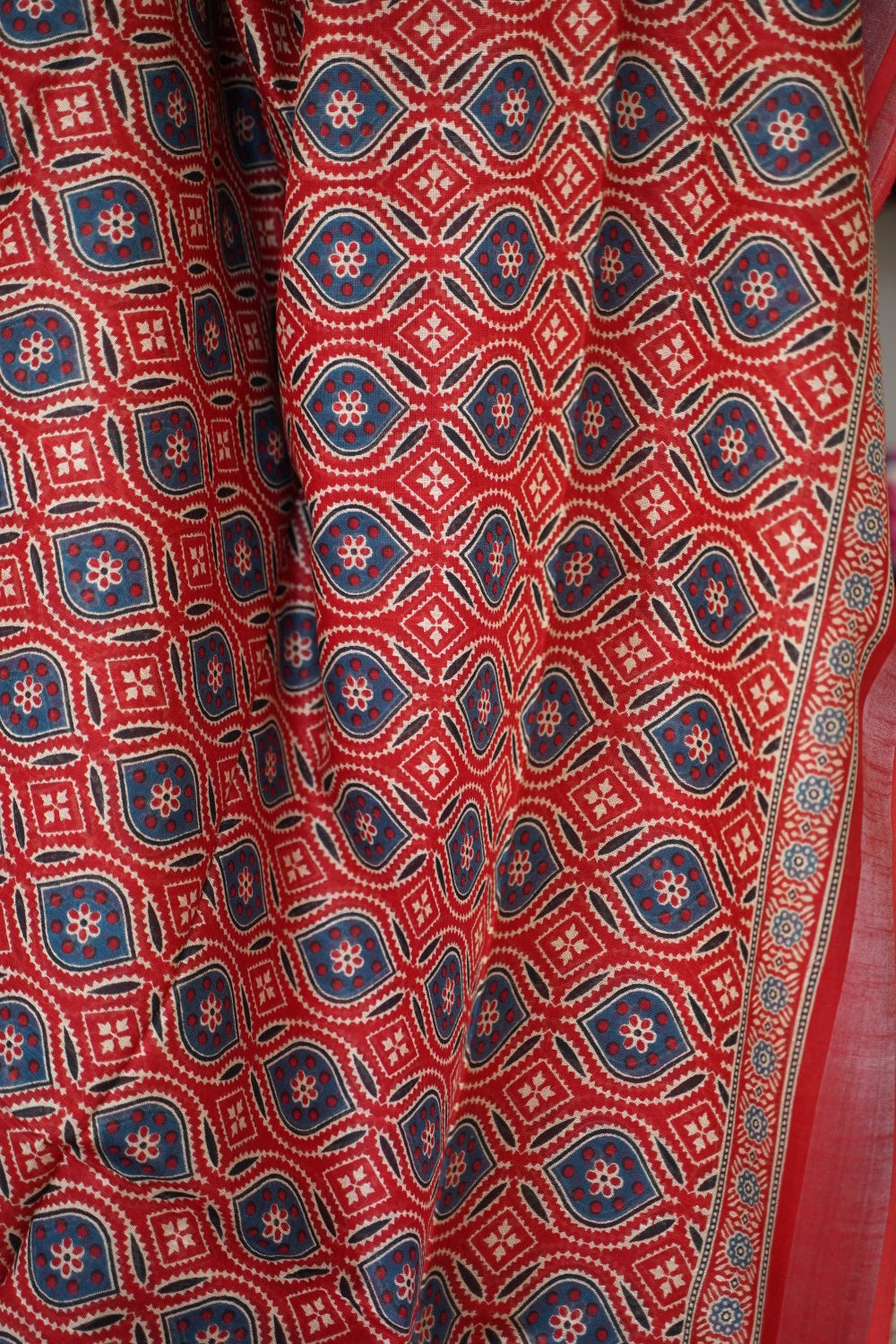 Ajrakh linen cotton saree PC17957