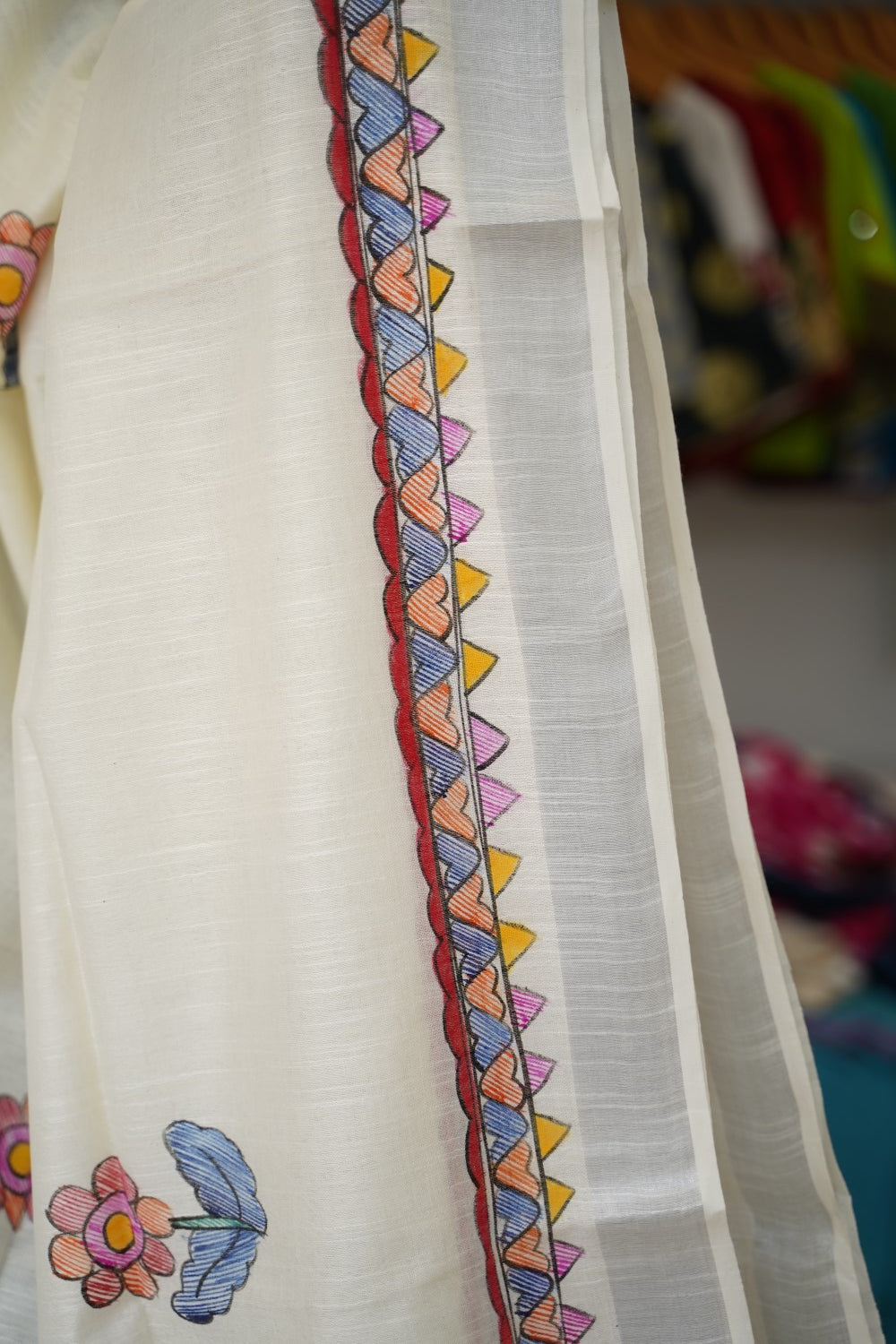 Madhubani Linen Cotton Handloom saree PC17949