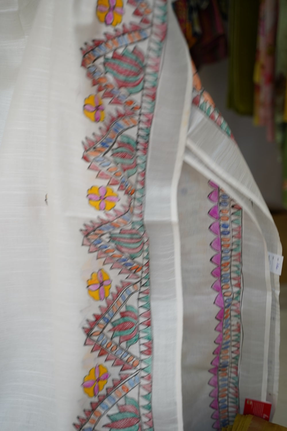 Madhubani Linen Cotton Handloom saree PC17946