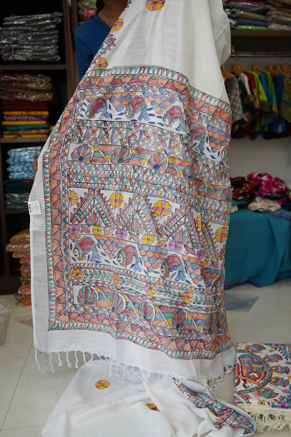 Madhubani Linen Cotton Handloom saree PC17946