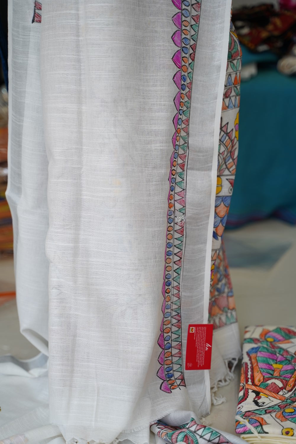 Madhubani Linen Cotton Handloom saree PC17946