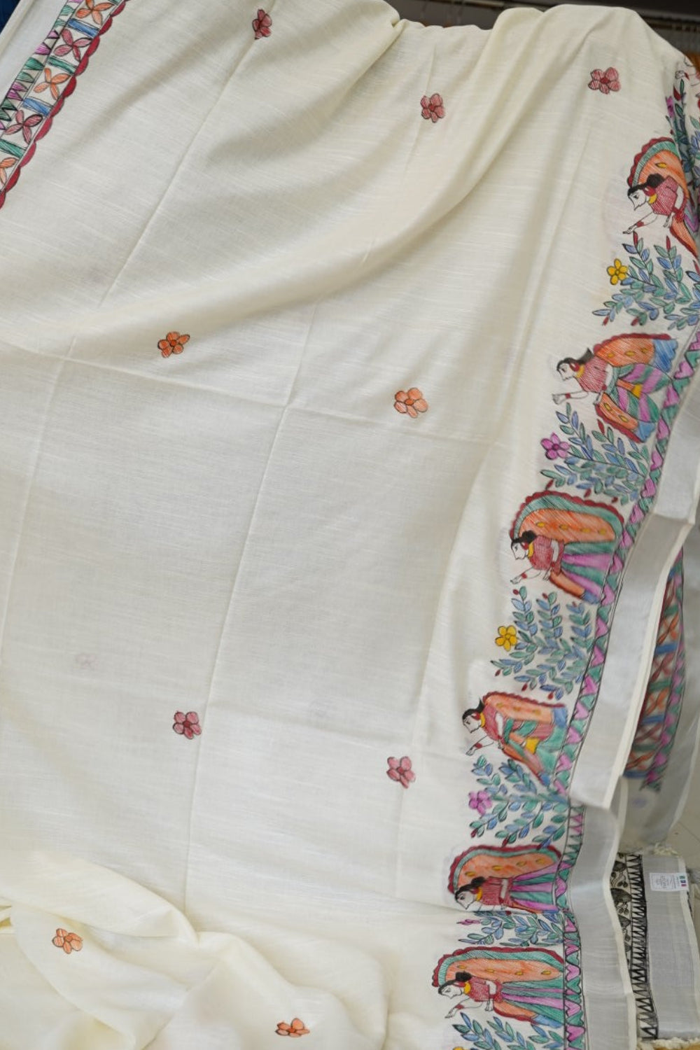 Madhubani Linen Cotton Handloom saree PC17950