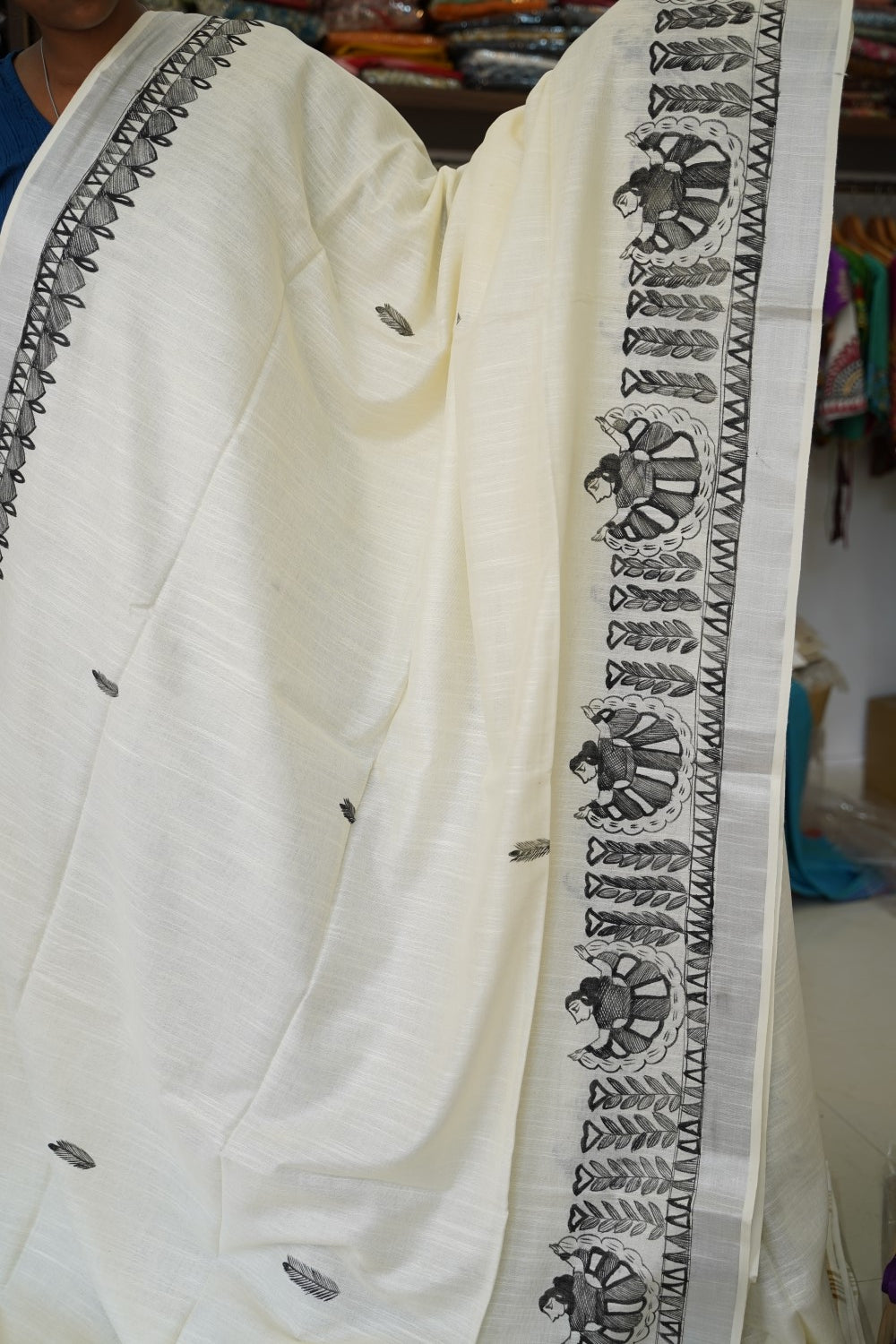 Madhubani Linen Cotton Handloom saree PC17948