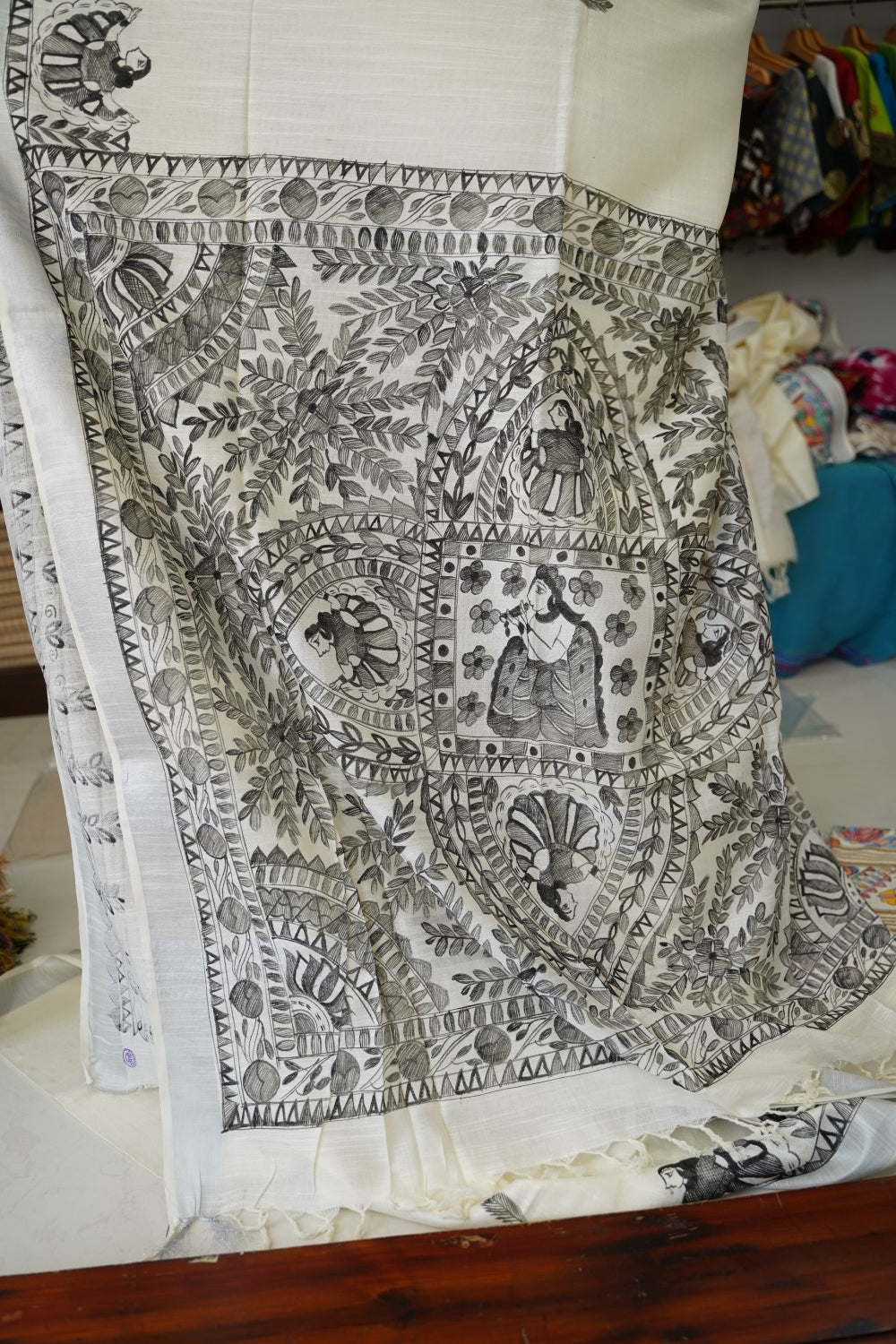 Madhubani Linen Cotton Handloom saree PC17948