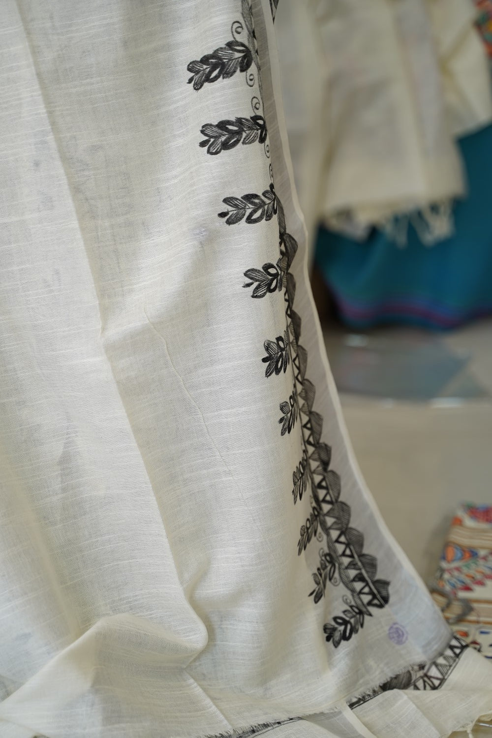 Madhubani Linen Cotton Handloom saree PC17948