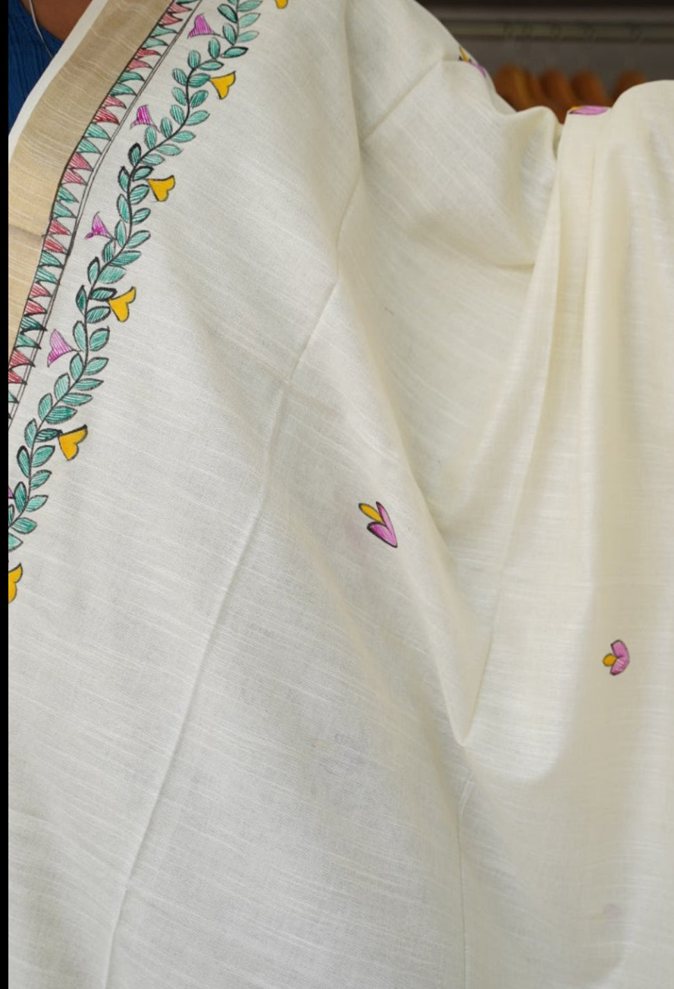 Madhubani Linen Cotton Handloom saree PC17947