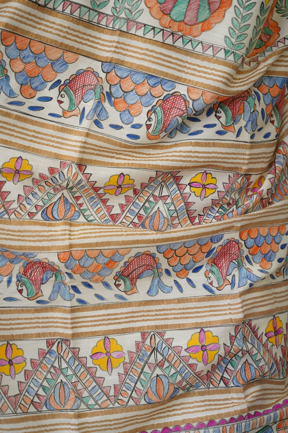 Madhubani Linen Cotton Handloom saree PC17947