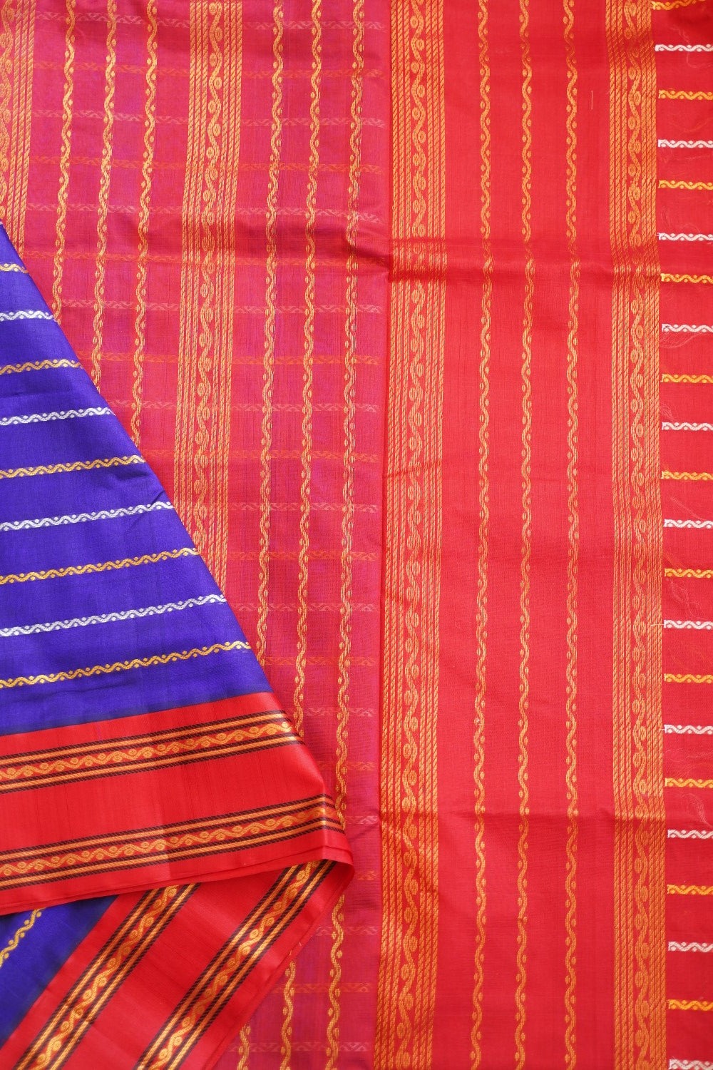 Veldhari Kanchi Silk Cotton Saree With Zari Border  PC10418