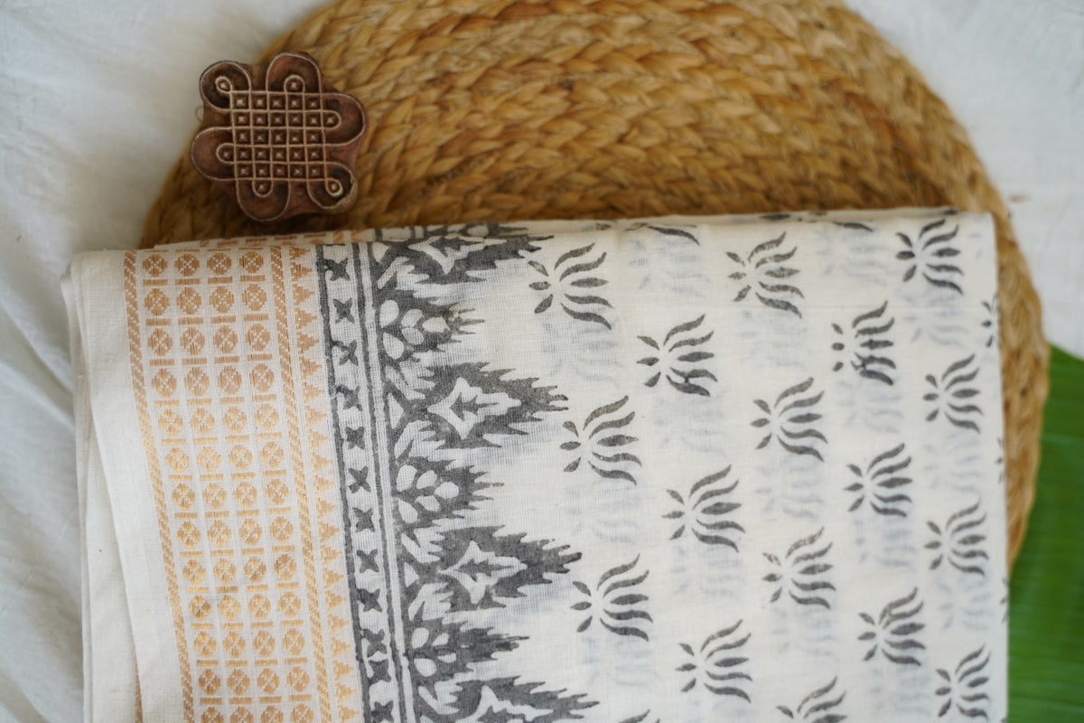 Block Printed cotton Saree PC17945