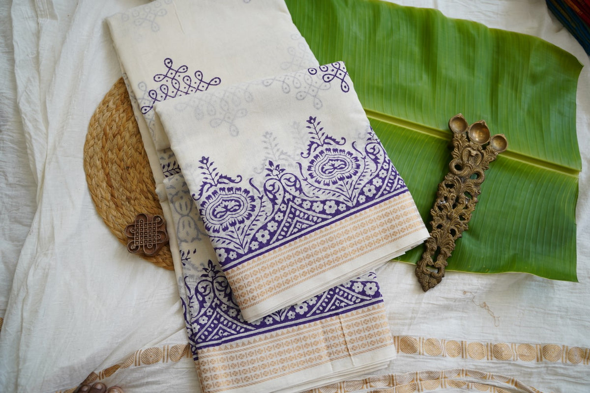 Block Printed cotton Saree PC17944