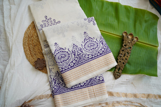 Block Printed cotton Saree PC17944