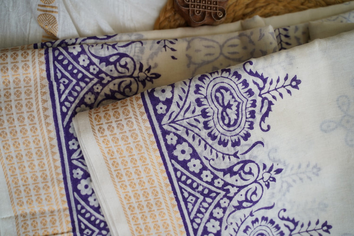 Block Printed cotton Saree PC17944
