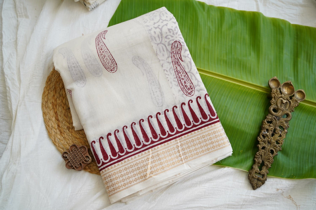 Block Printed cotton Saree PC17942