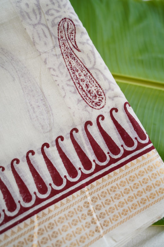 Block Printed cotton Saree PC17942