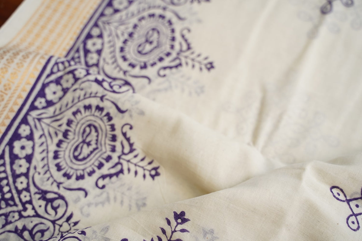Block Printed cotton Saree PC17944