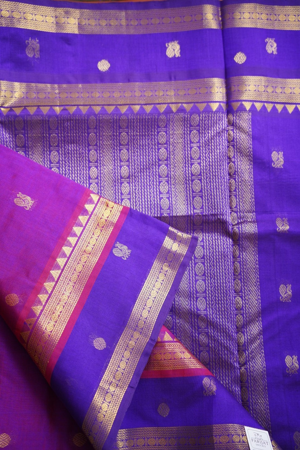 Purple Dual Shades  Butta  Kanchi  Silk Cotton Saree With Zari  Border PC11719