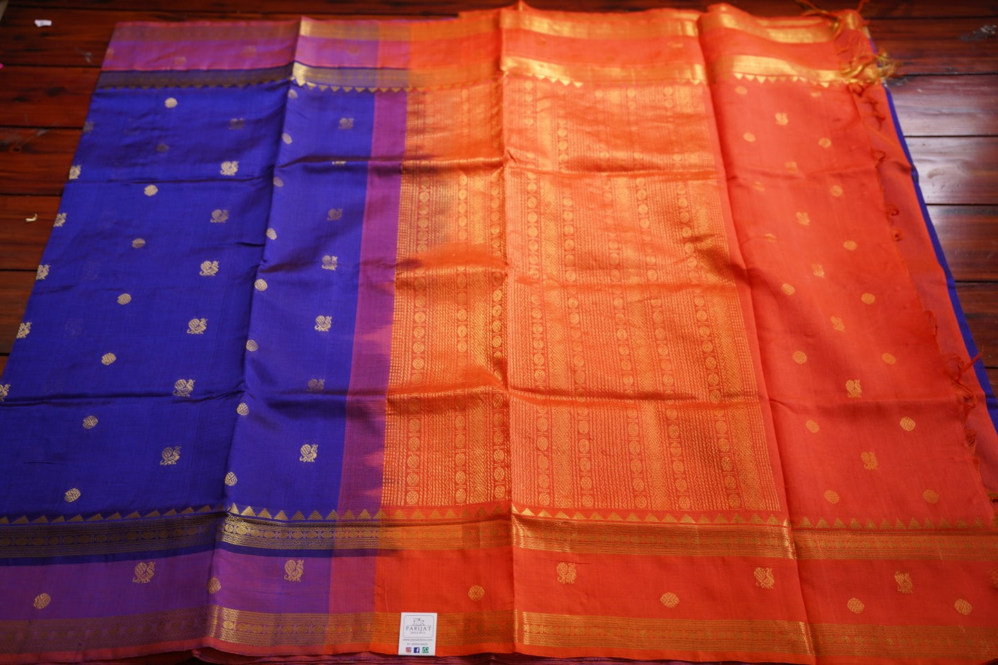Violet  Butta  Kanchi  Silk Cotton Saree With Zari  Border PC11720