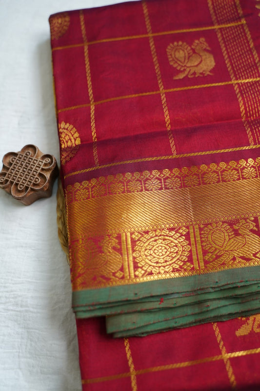 10 Yards Kanchi Handloom Silk Cotton Saree PC17964
