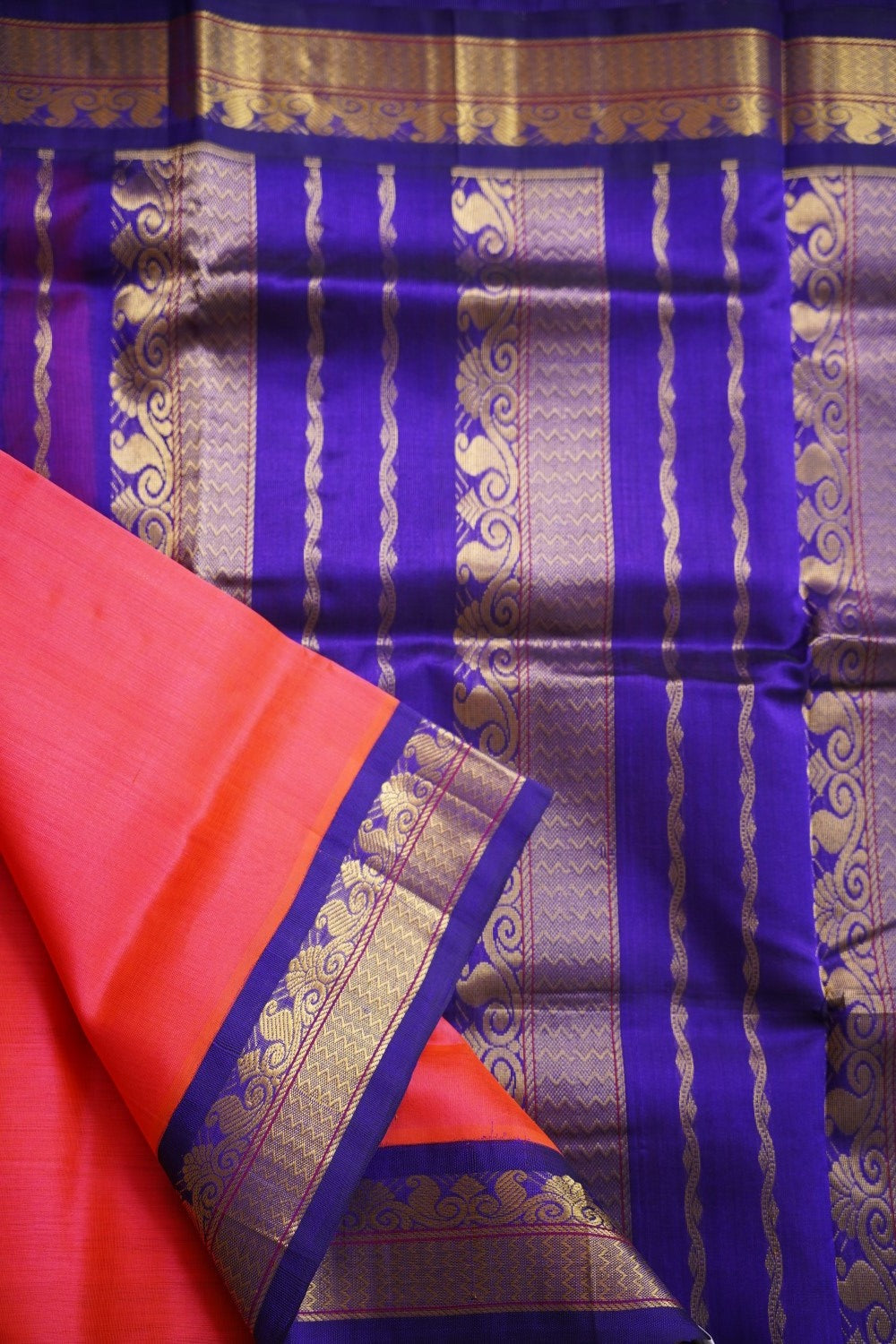 Shocking Pink  Kanchi  Silk Cotton Saree With Zari  Border PC11701