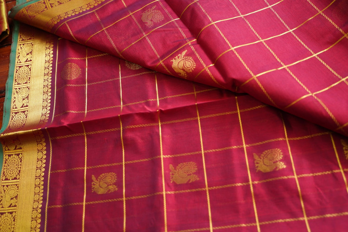 10 Yards Kanchi Handloom Silk Cotton Saree PC17964