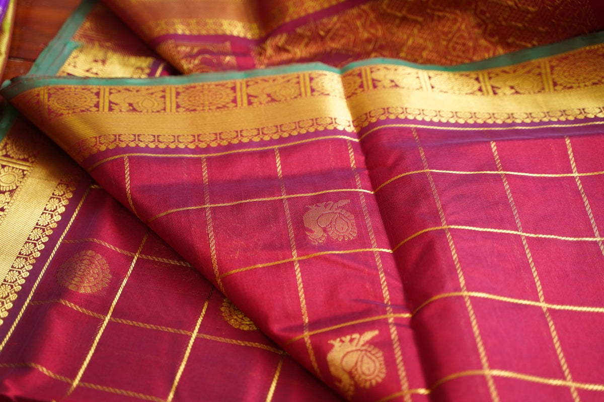 10 Yards Kanchi Handloom Silk Cotton Saree PC17964