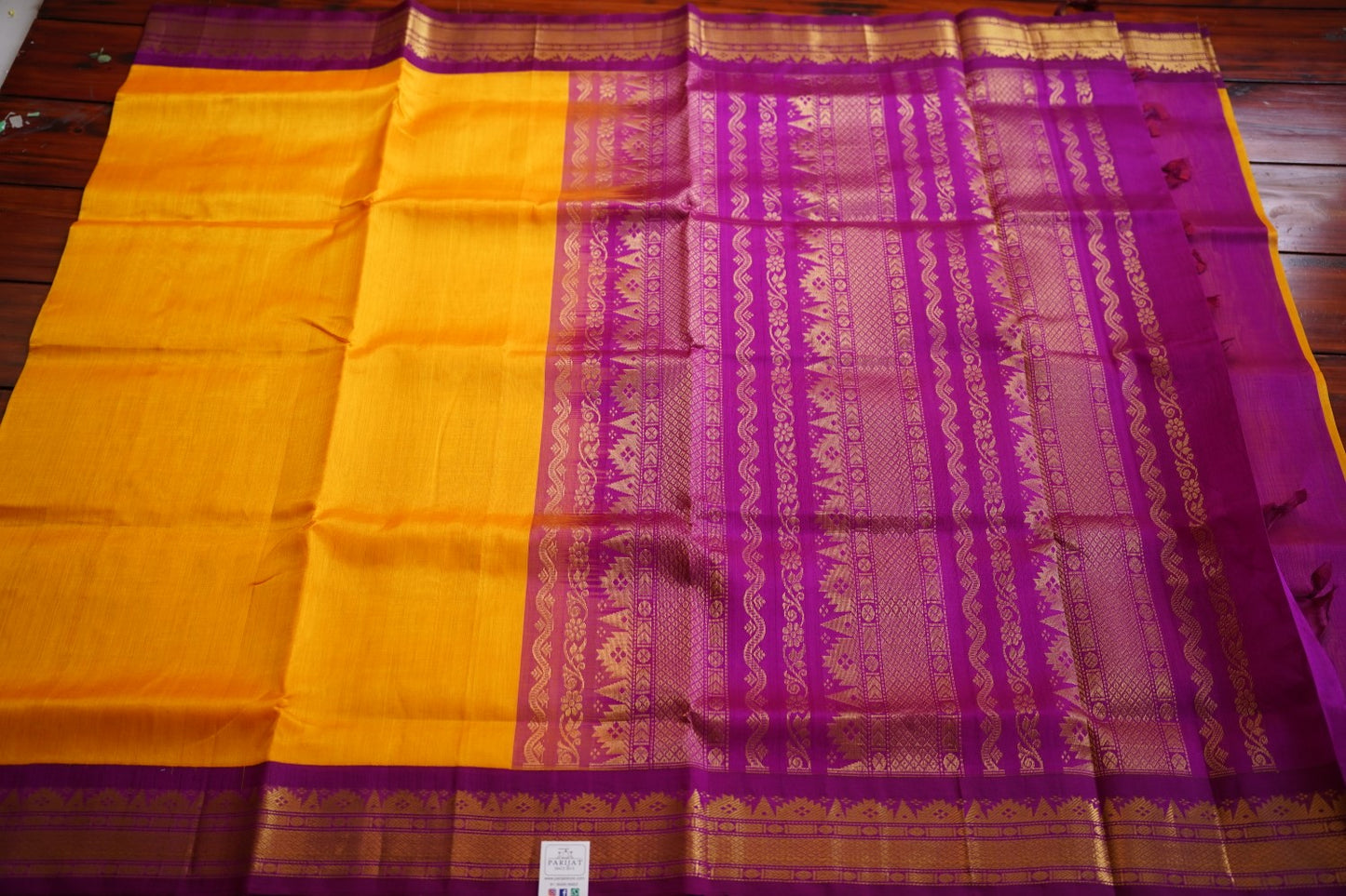 Yellow  Kanchi  Silk Cotton Saree With Zari  Border PC11749