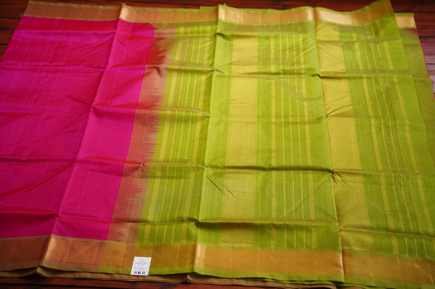 Magenta Pink Kanchi  Silk Cotton Saree With Zari  Border PC11714