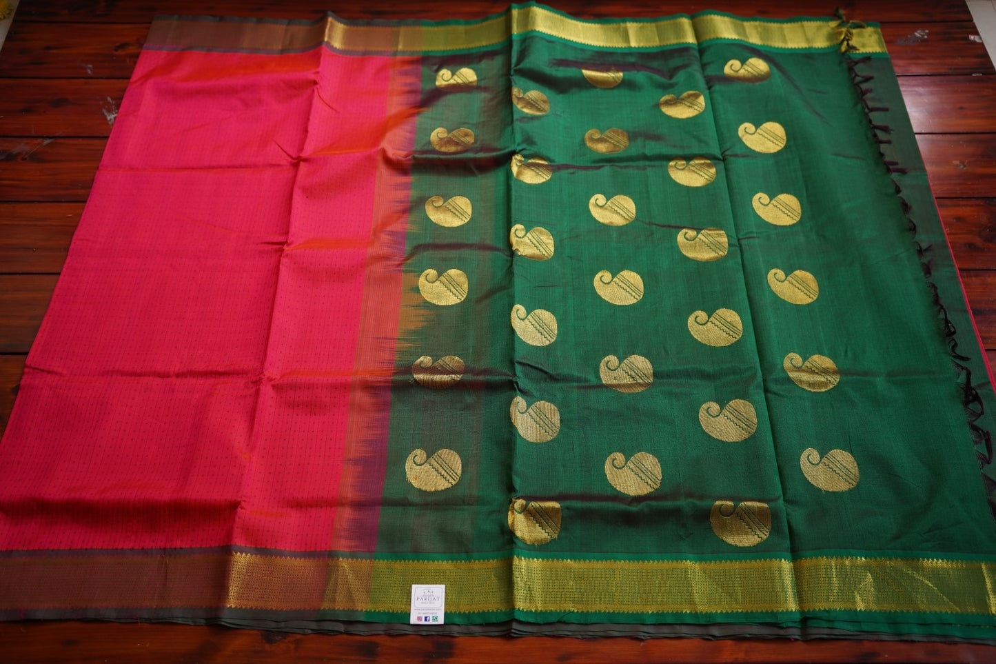 Pink Lakshadeepam Kanchi  Silk Cotton Saree With Zari  Border PC11734
