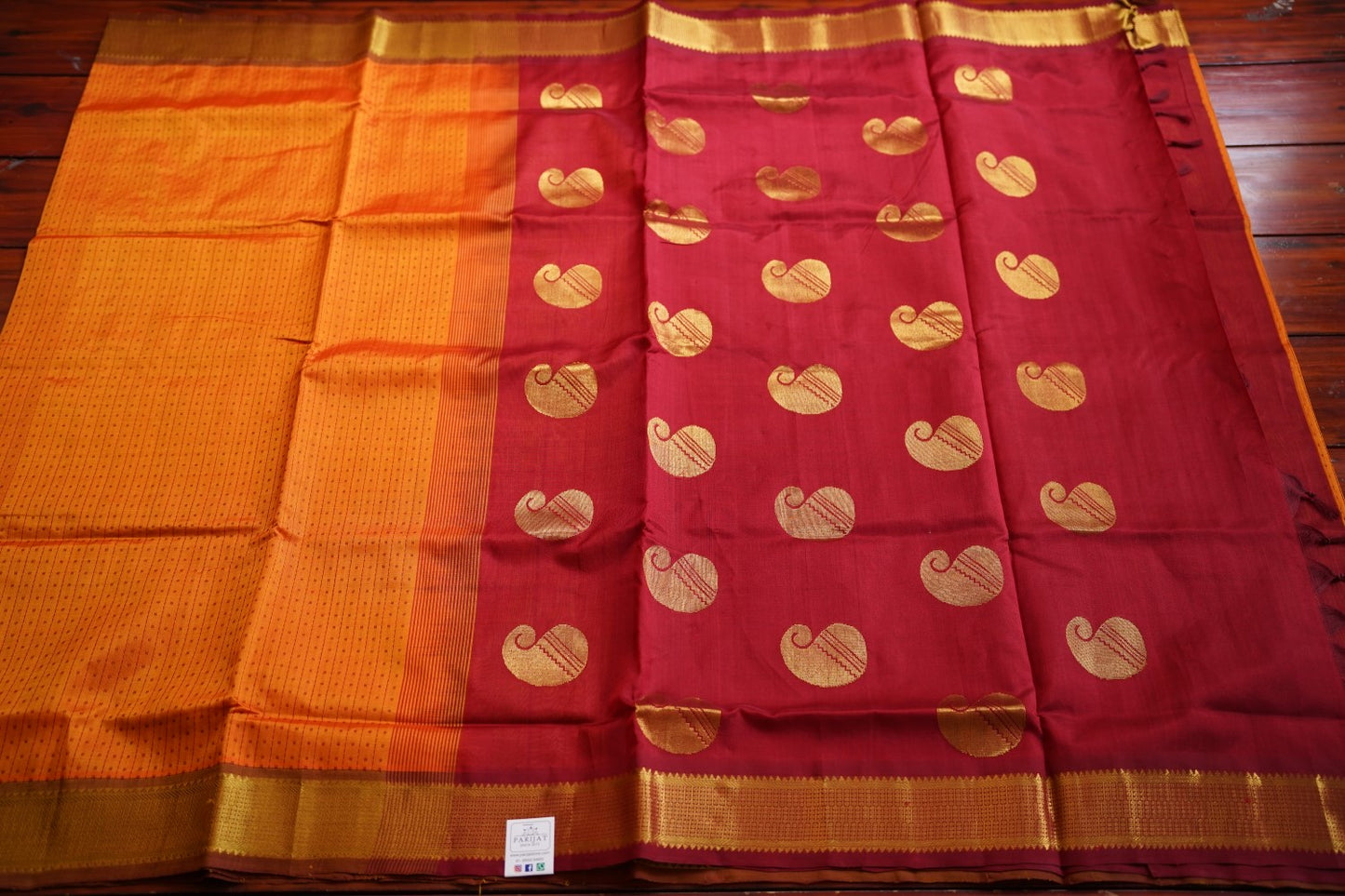 Orange  Lakshadeepam Kanchi  Silk Cotton Saree With Zari  Border PC11737